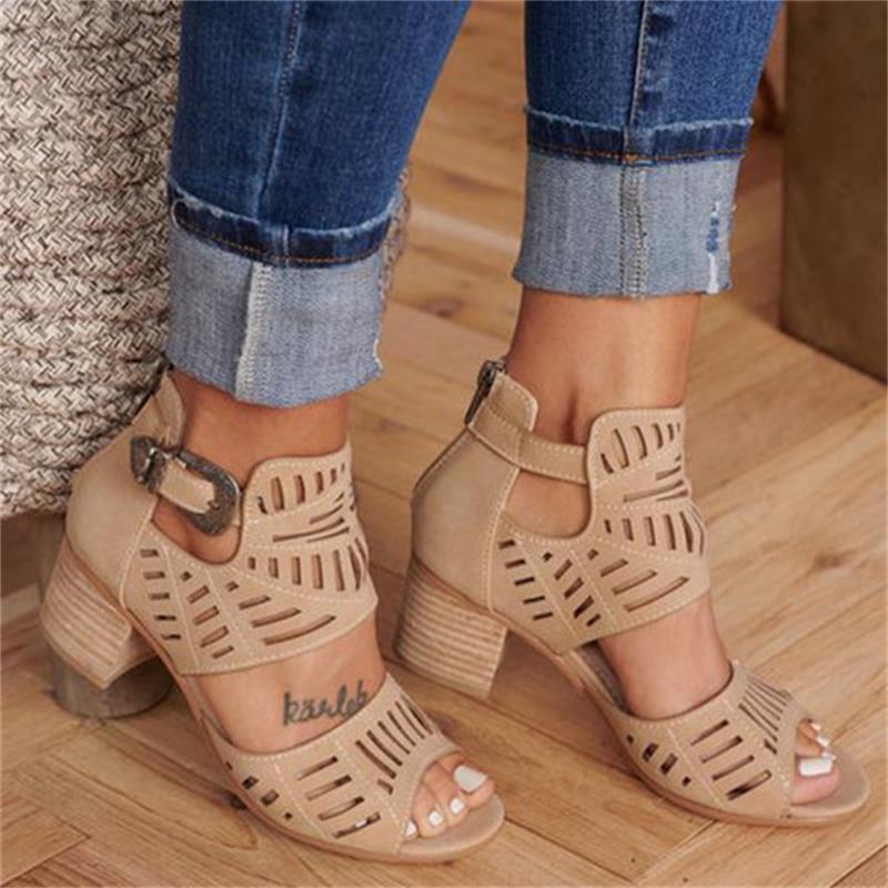 Levoire | Bottes Ouvertes À Talons Et Boucle Beige