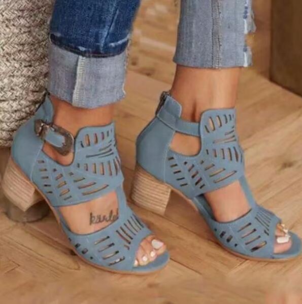 Levoire | Bottes Ouvertes À Talons Et Boucle Bleu ciel