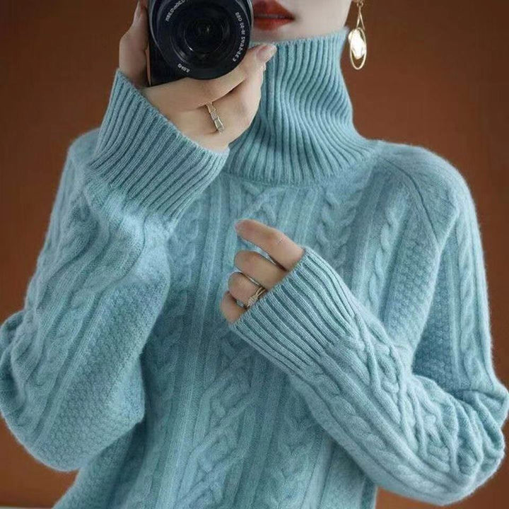 Levoire | Pull En Maille Chaud Pour Femmes | Col Roulé Bleu taille unique