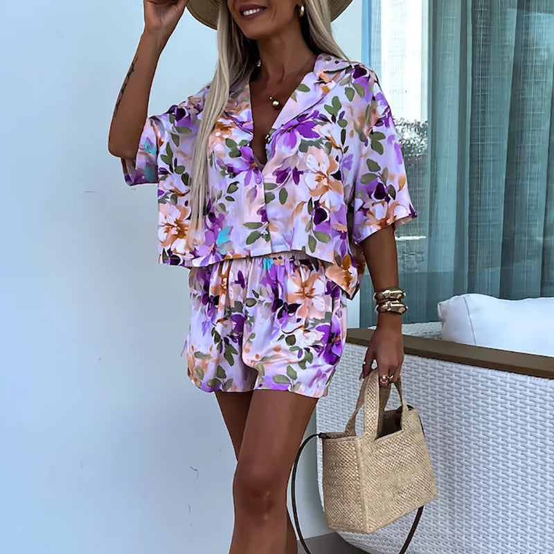 Levoire | Chemise Et Short Ensemble Pour Femmes Alina Lila