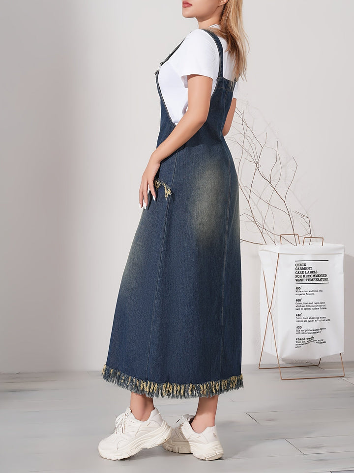 Levoire | Robe Maxi Denim Rentoa Avec Ourlet Brut Et Cordon Réglable