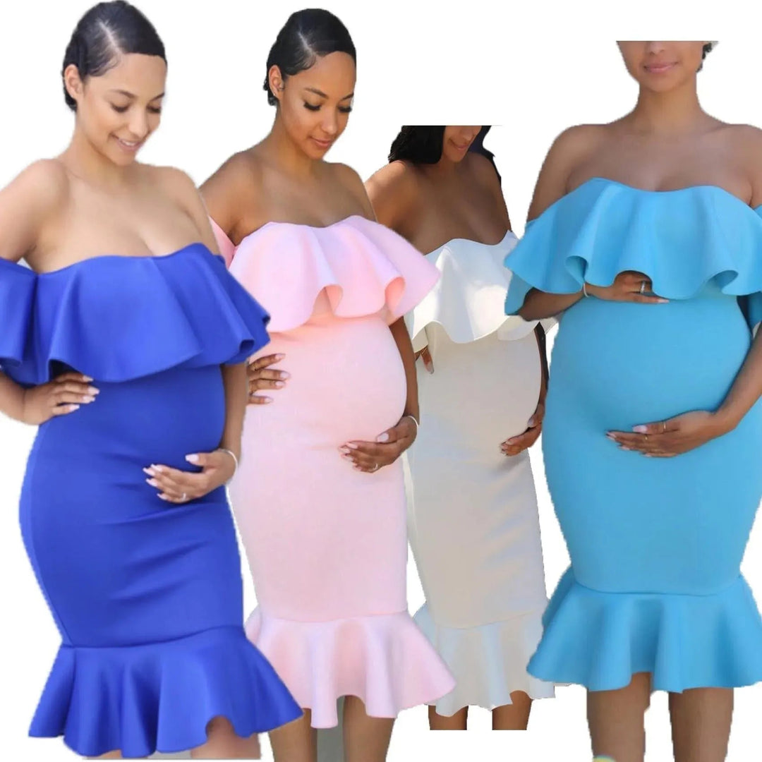 Levoire | Robe de maternité avec des volants élastiques pour femmes enceintes
