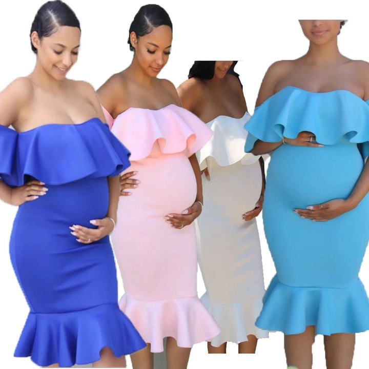 Levoire | Robe de maternité avec des volants élastiques pour femmes enceintes