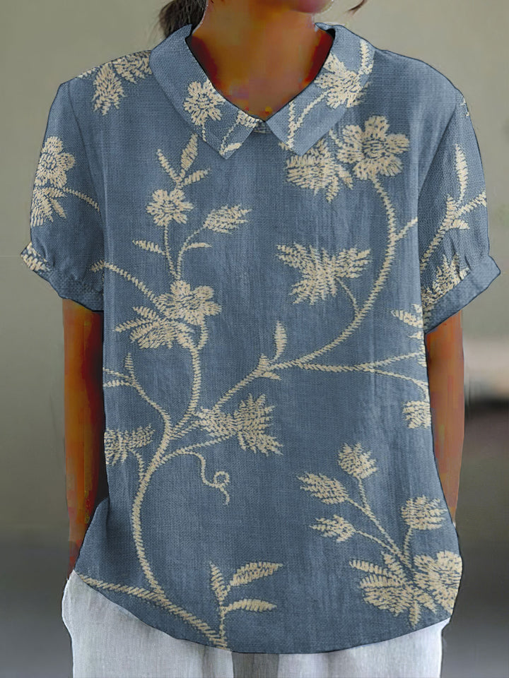 Levoire | Blouse Dorée À Motif De Fougère Bleu
