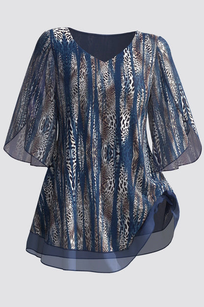 Levoire | Élégante Blouse En Chiffon Avec Imprimé Animal