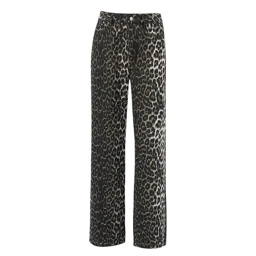 Levoire | Pantalons décontractés à taille haute avec motif léopard Motif léopard