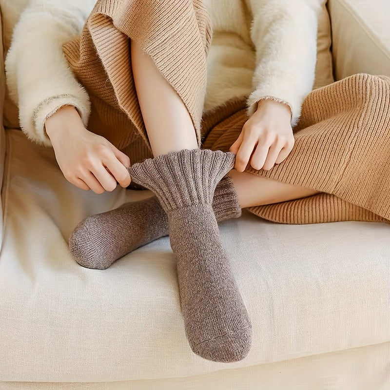 Levoire | Paire De Chaussettes Simples, Unies, Épaisses, Chaussettes Mi-Mollet Unisexes Confortables Et Douces, Bas Et Articles De Bas Pour Femmes