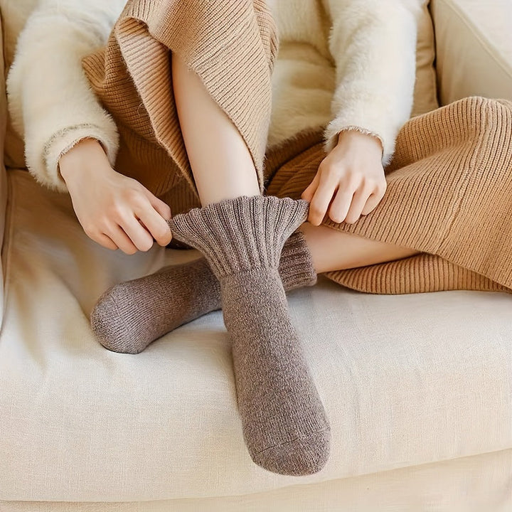 Levoire | Paire De Chaussettes Simples, Unies, Épaisses, Chaussettes Mi-Mollet Unisexes Confortables Et Douces, Bas Et Articles De Bas Pour Femmes