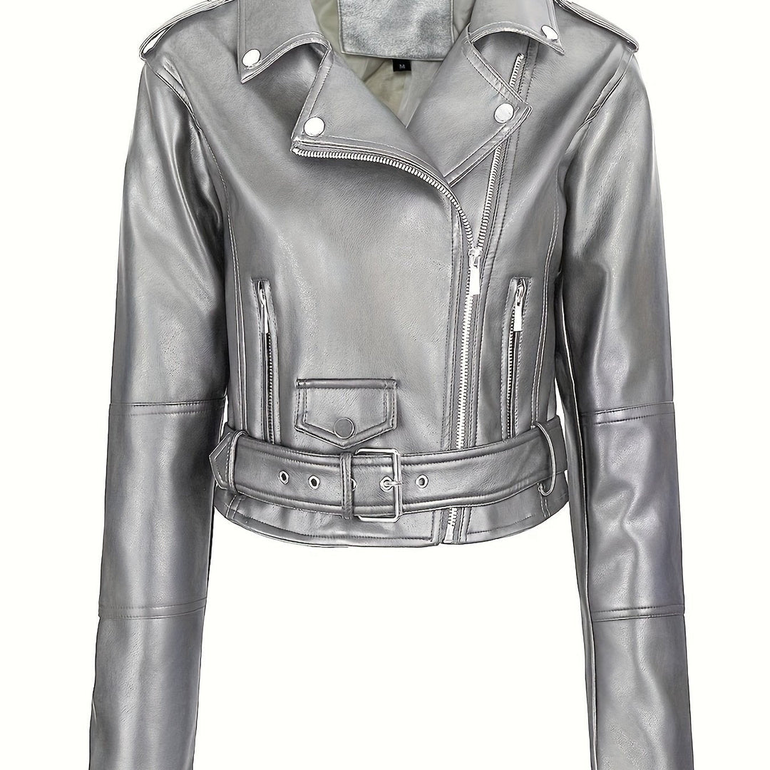 Levoire | Veste En Simili-Cuir Cropped Avec Zip Et Manches Longues