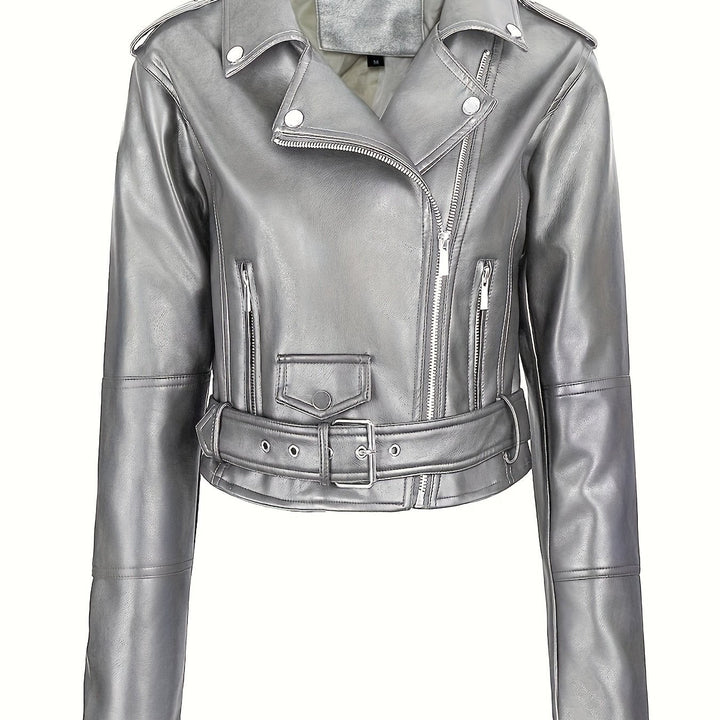 Levoire | Veste En Simili-Cuir Cropped Avec Zip Et Manches Longues