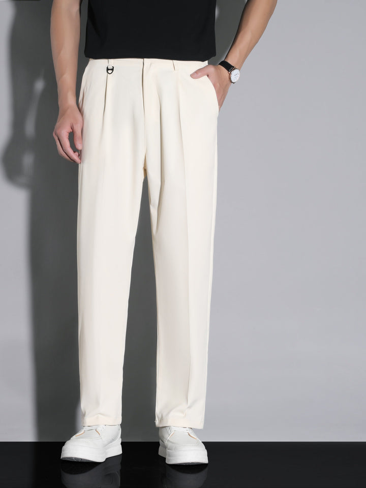 Levoire | Pantalons Pour Hommes Unicolores En Polyester, Tissu Non Extensible Abricot