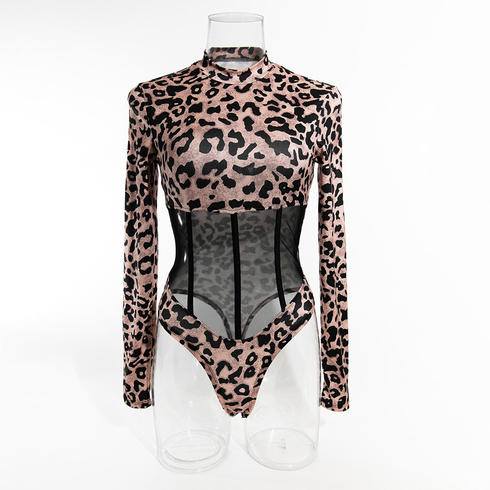 Levoire | Imprimé léopard tissu en filet combinaison sexy