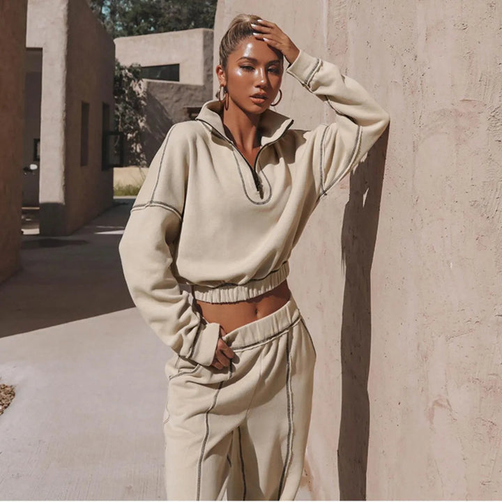 Levoire | Crop Top et pantalons droits larges Abricot