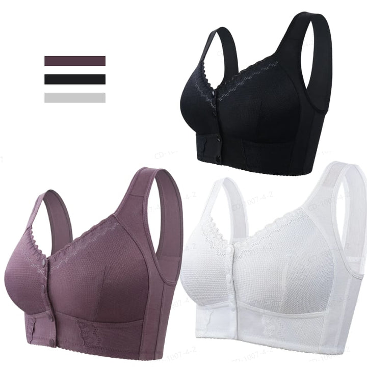 Levoire | Soutien-Gorge Confort Léger Fermeture Frontale Lilla+Noir+Blanc