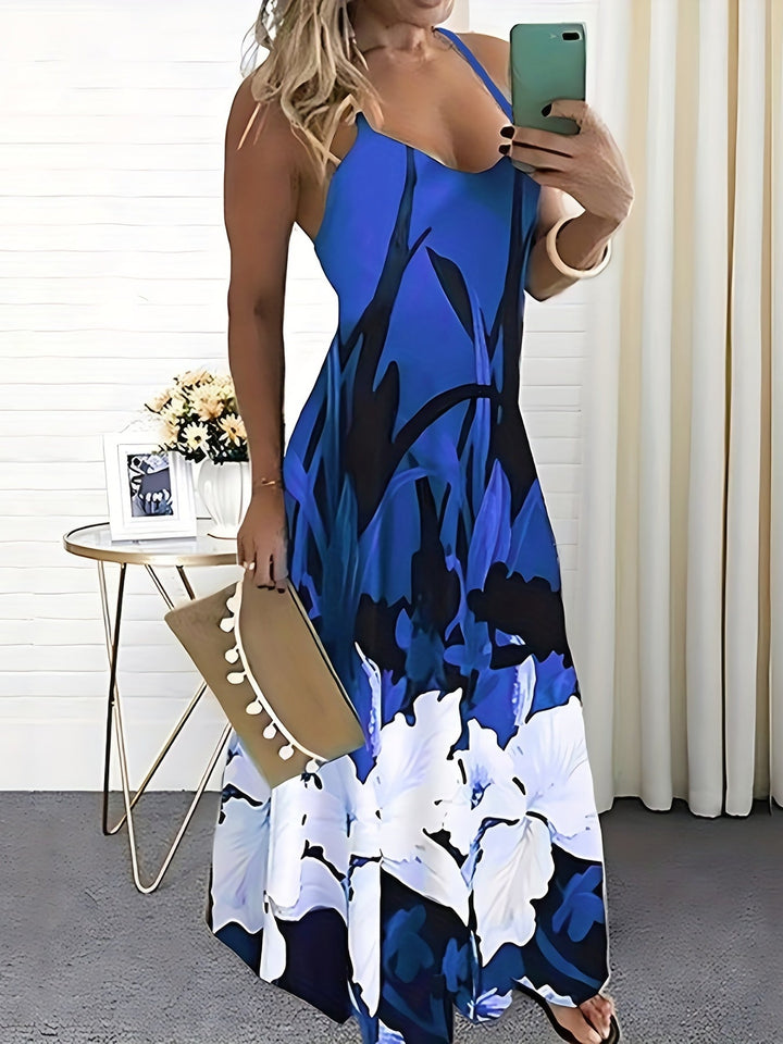 Levoire | Robe À Bretelles Spaghetti Imprimée Pour Femmes Vêtements Saisonniers Bleu