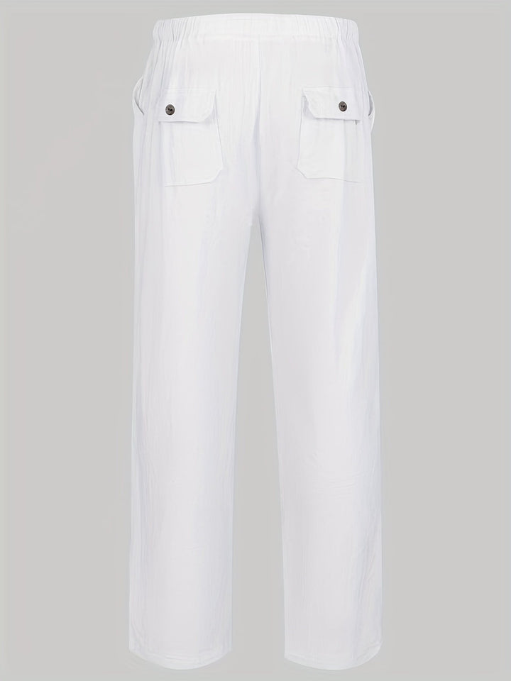 Levoire | Pantalons Pour Hommes En Mélange De Coton Et De Lin Avec Une Taille Élastique Décontractée