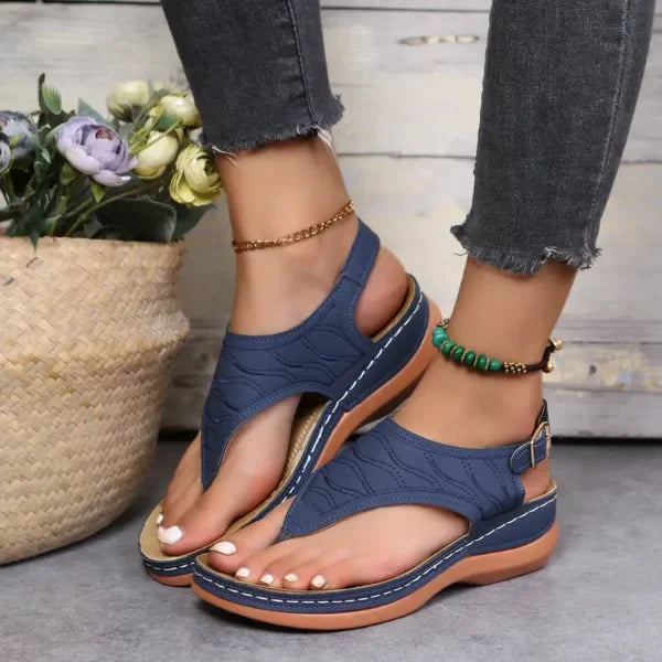 Levoire | Antidérapant Boucle orteil rond Sandales plates Bleu