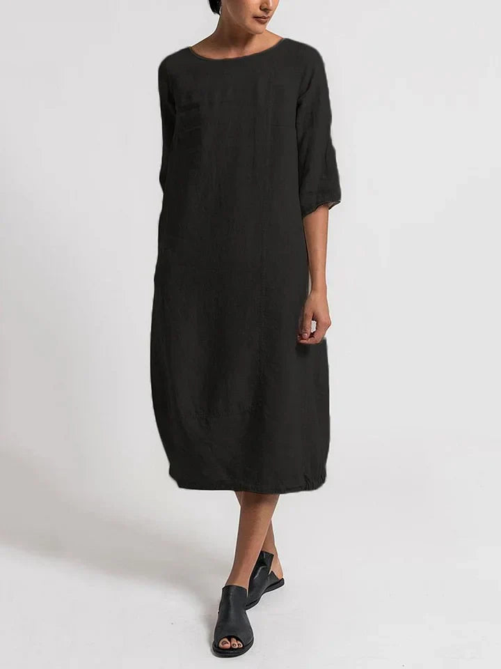 Levoire | Col rond Manches 3/4 Robe Noir