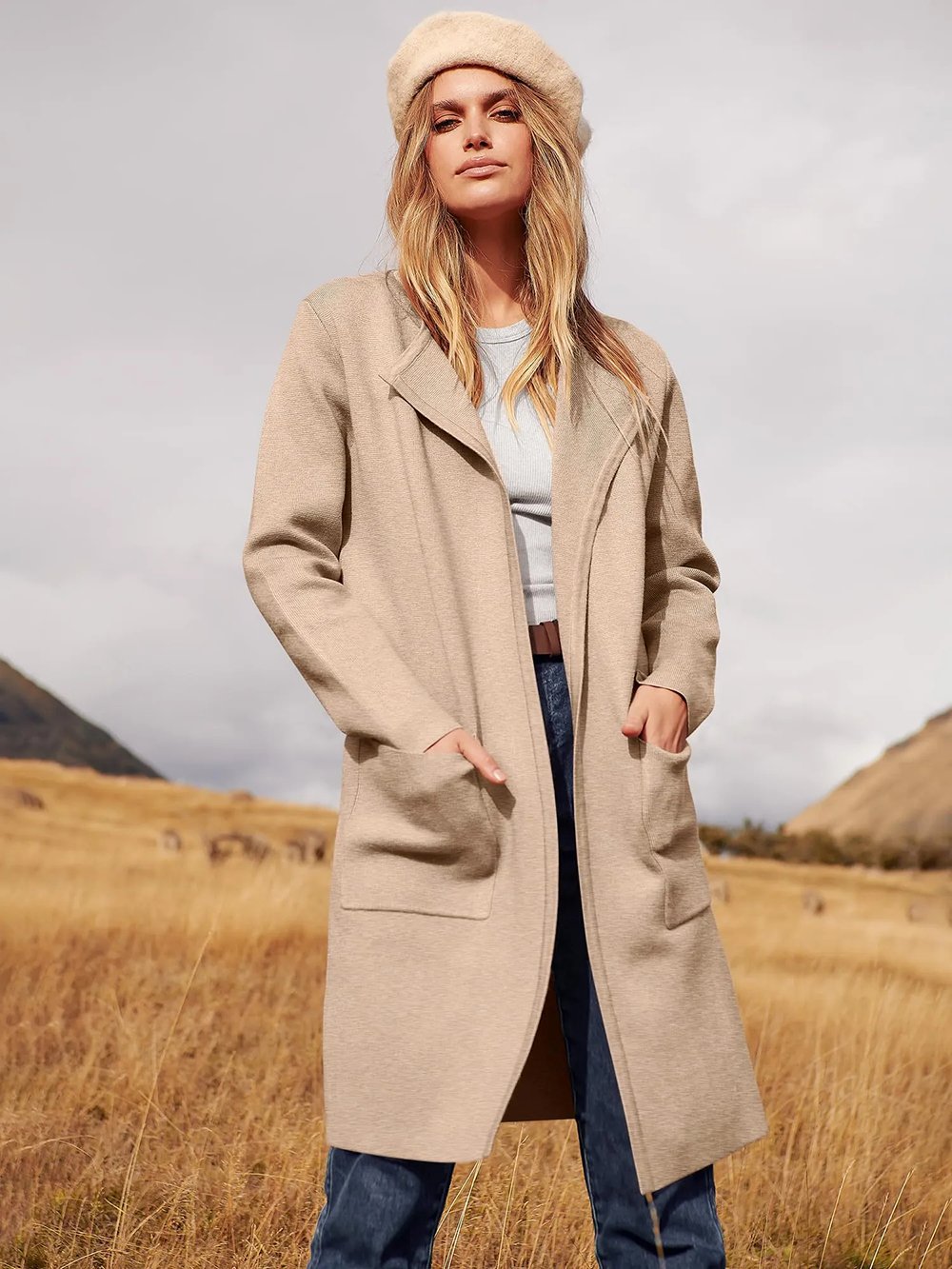 Levoire | Nouveau manteau de mode à revers Abricot