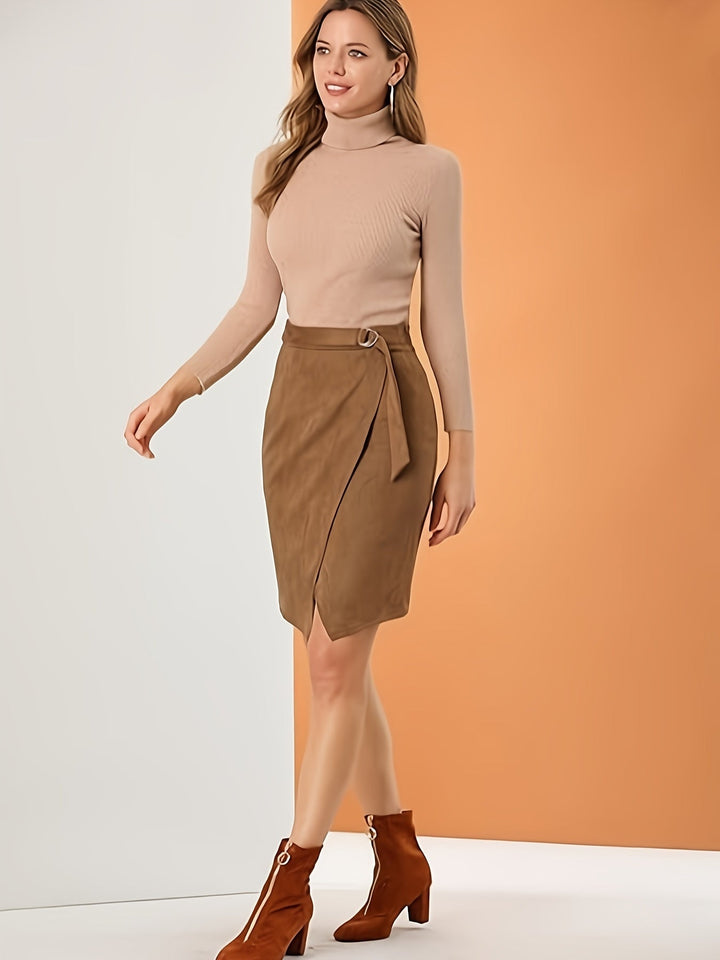 Levoire | Taille Haute Jupe Portefeuille Unie