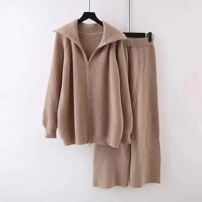 Levoire | Ensemble 2 Pièces Confortable En Tricot Khaki Une taille