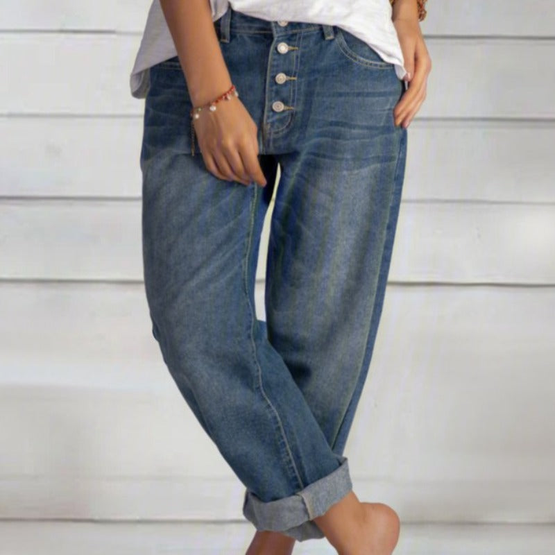 Levoire | Jean Tendance Avec Fermeture À Boutons Bleu