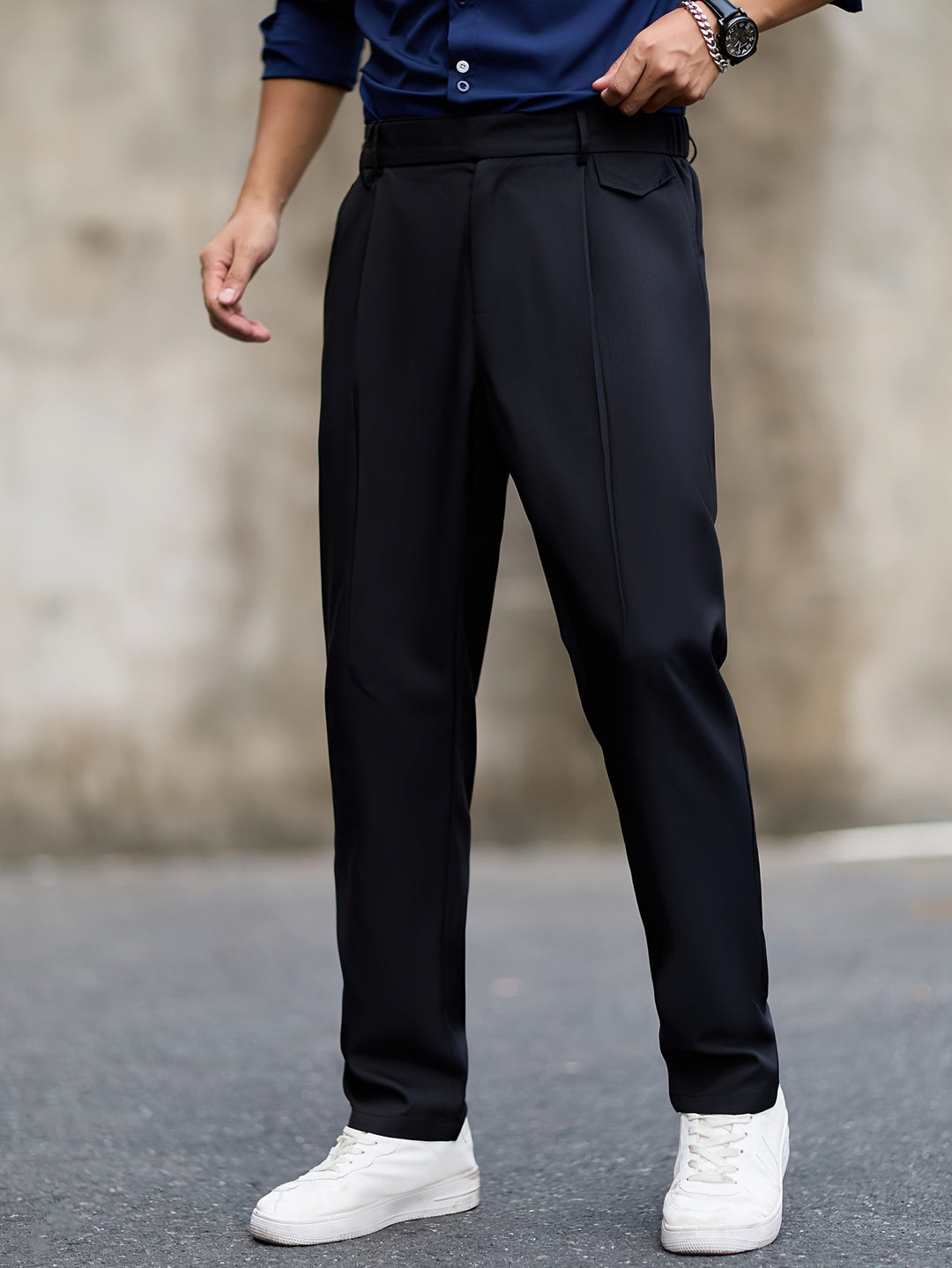 Levoire | Pantalons Pour Hommes Élégants En Polyester Confortable Au Design Uni Noir