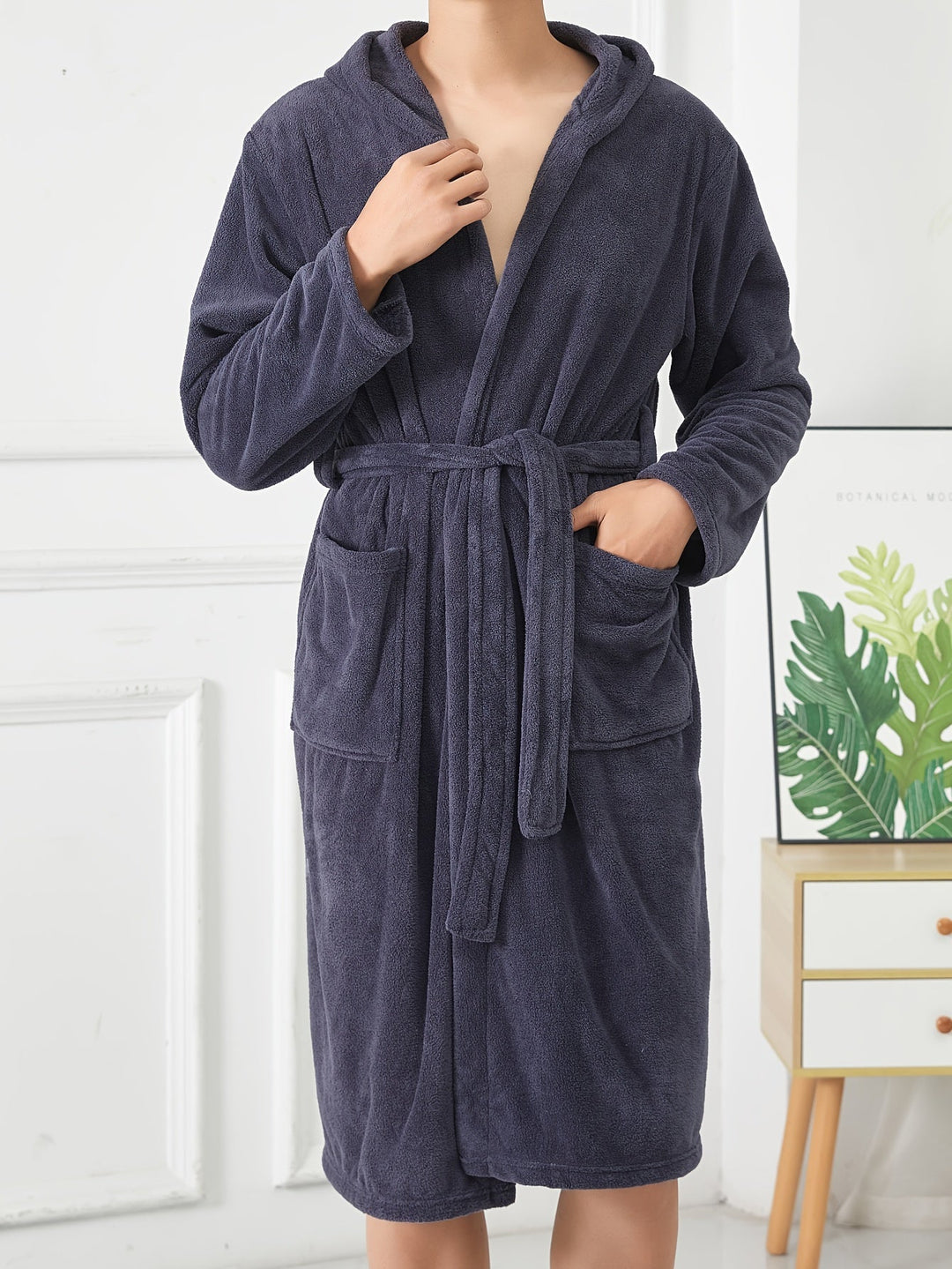 Levoire | Peignoir Pour Homme Chaud Et Doux Dans Une Teinte Unie Gris foncé