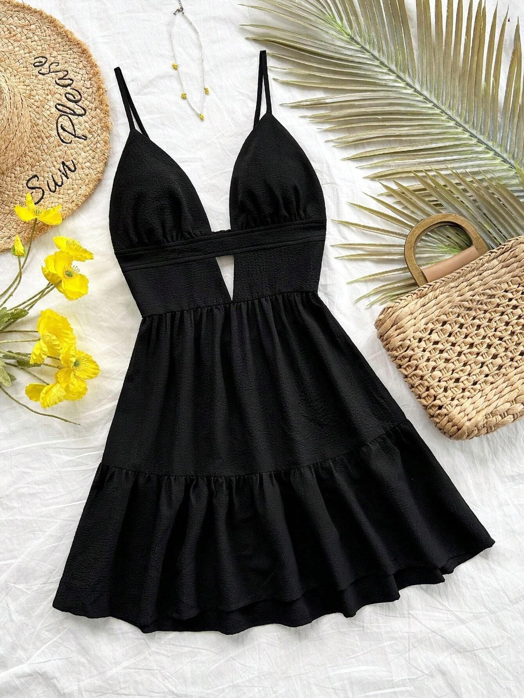 Levoire | Robe d'été à bretelles et à taille élastique Noir