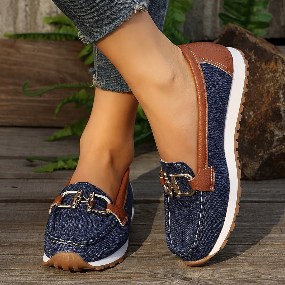 Levoire | Femmes Mocassins Décontractés Avec Bande Métallique Bleu