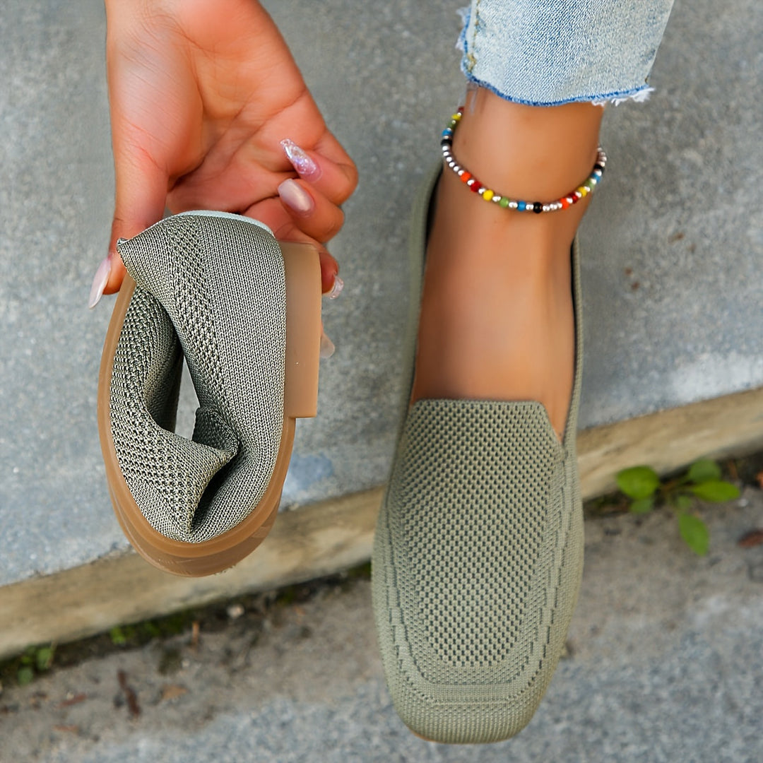 Levoire | Chaussures Plates Tricotées Pour Femmes Vert Olive