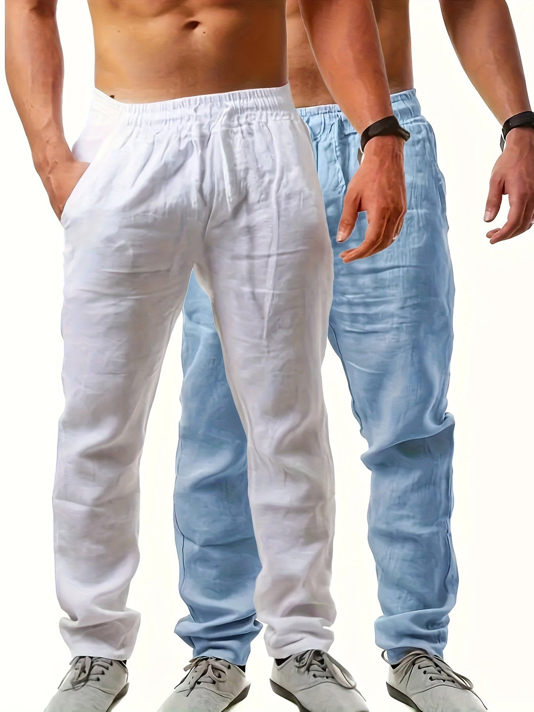 Levoire | Sweats Unis En Coton Avec Cordon Blanc Ciel Bleu