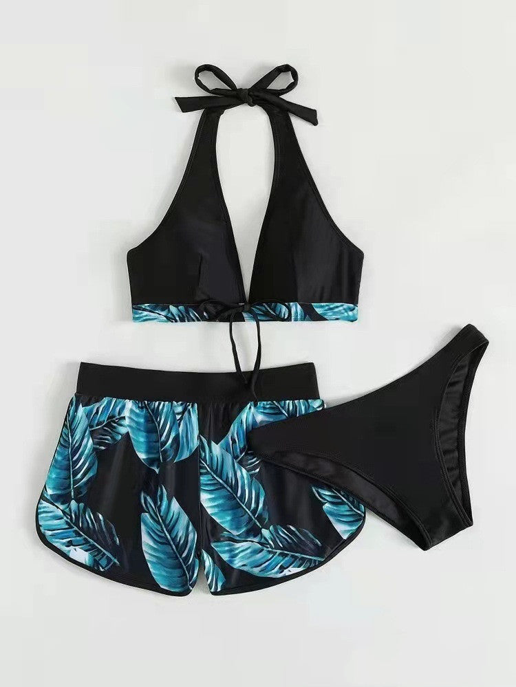 Levoire | Ensemble Bikini Bottom Et Shorts Pour Femmes Bleu