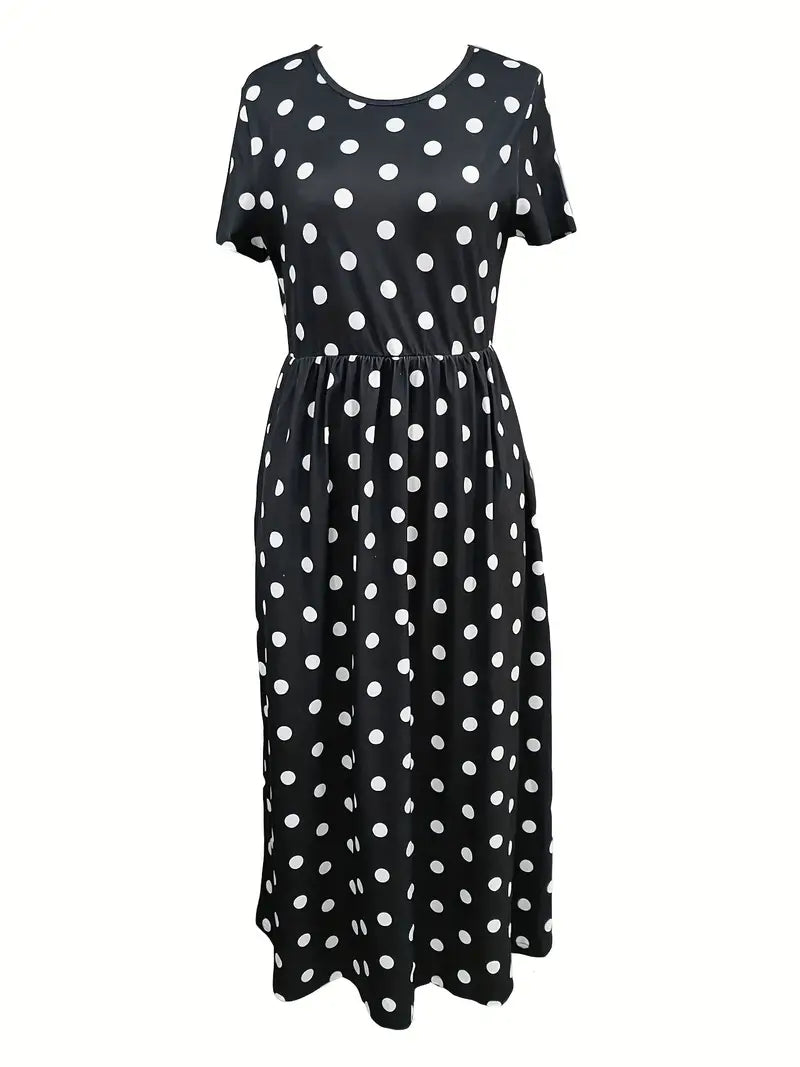 Levoire | Robe Courte À Manches Courtes, Légère, À Pois Avec Col Rond