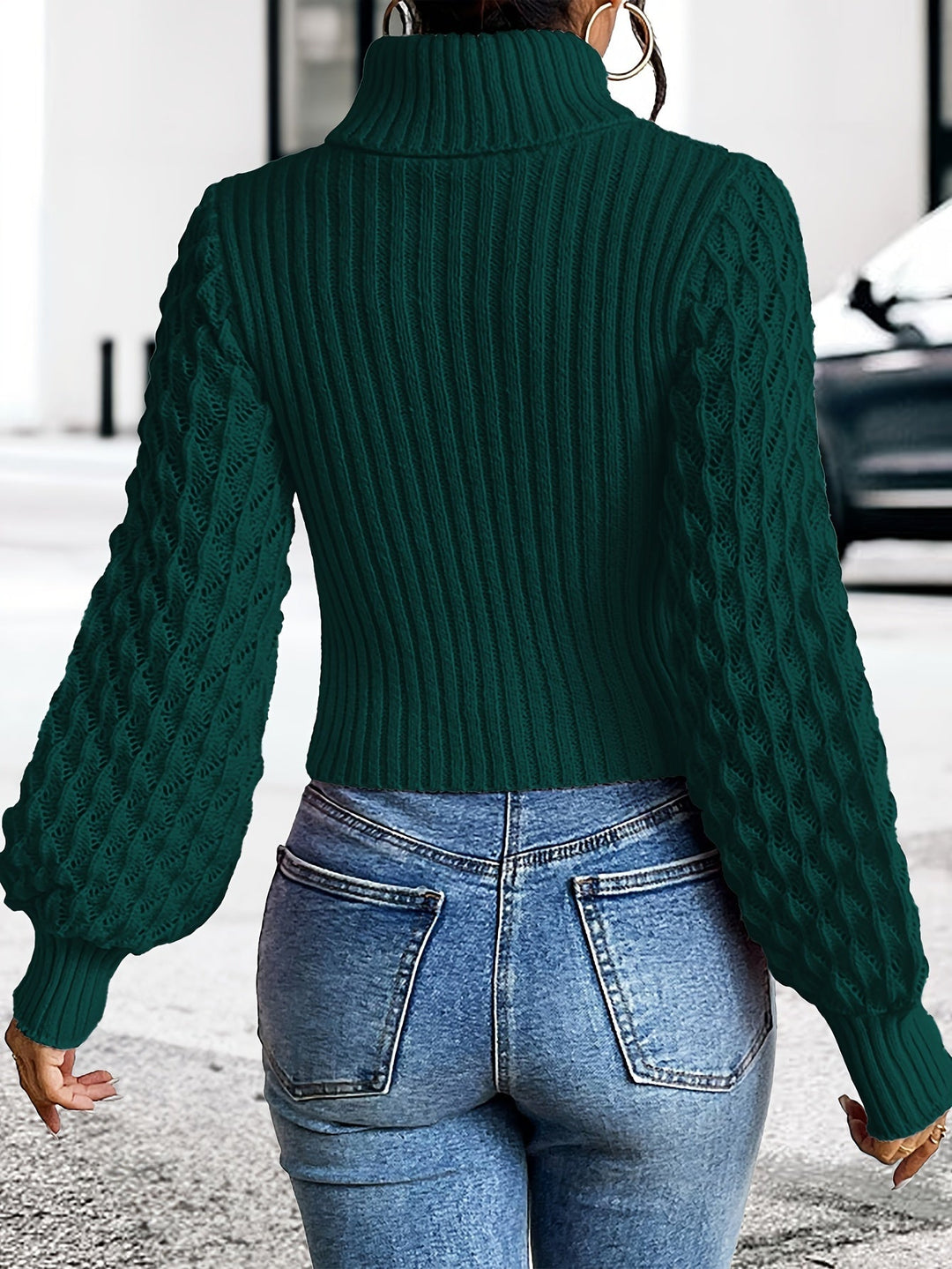 Levoire | Pull À Col Roulé Unicolore En Tricot Pointelle