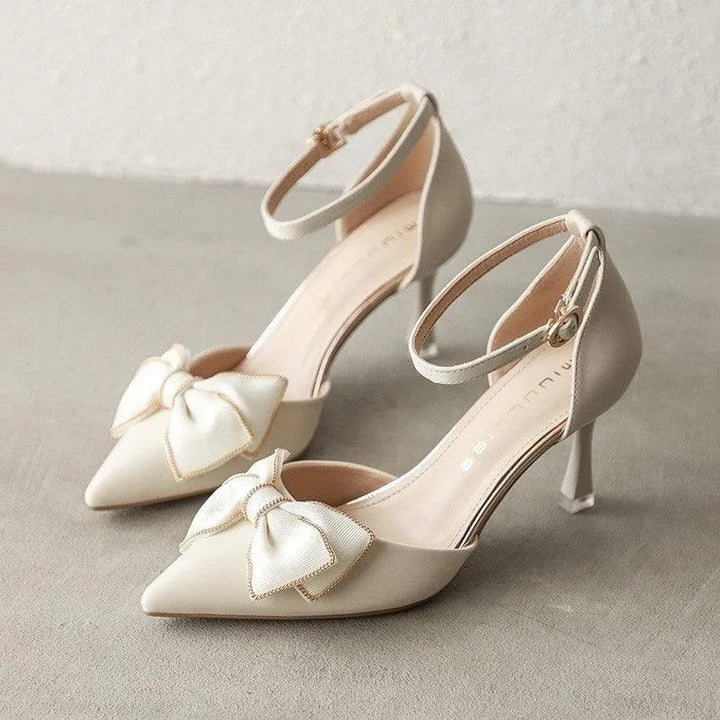 Levoire | Chaussures à talons pour femmes avec lacets et talon haut Beige 7cm