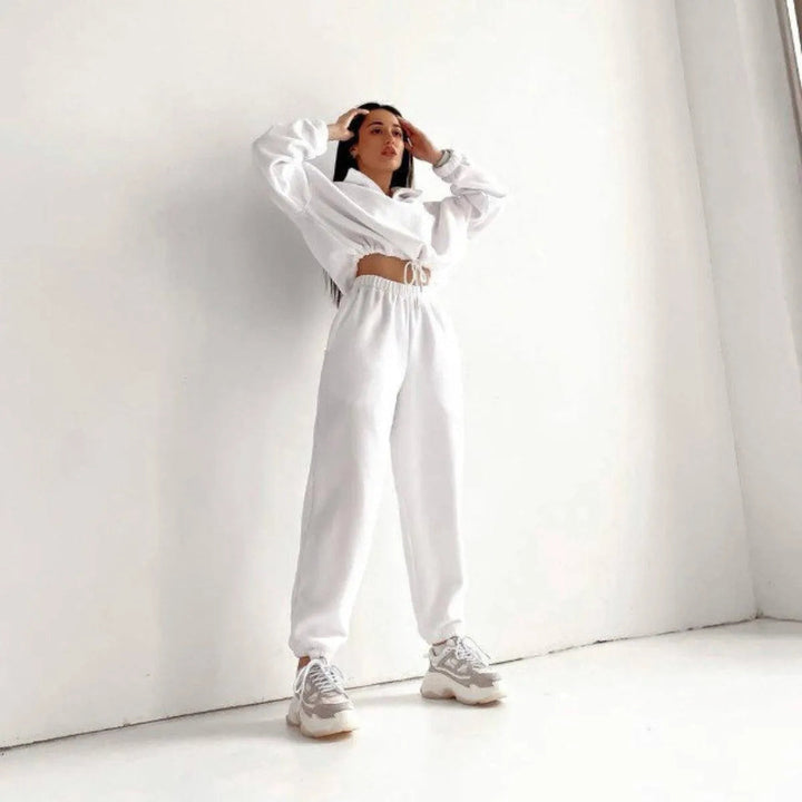 Levoire | Ensemble en tricot à col haut et large fermeture éclair Blanc