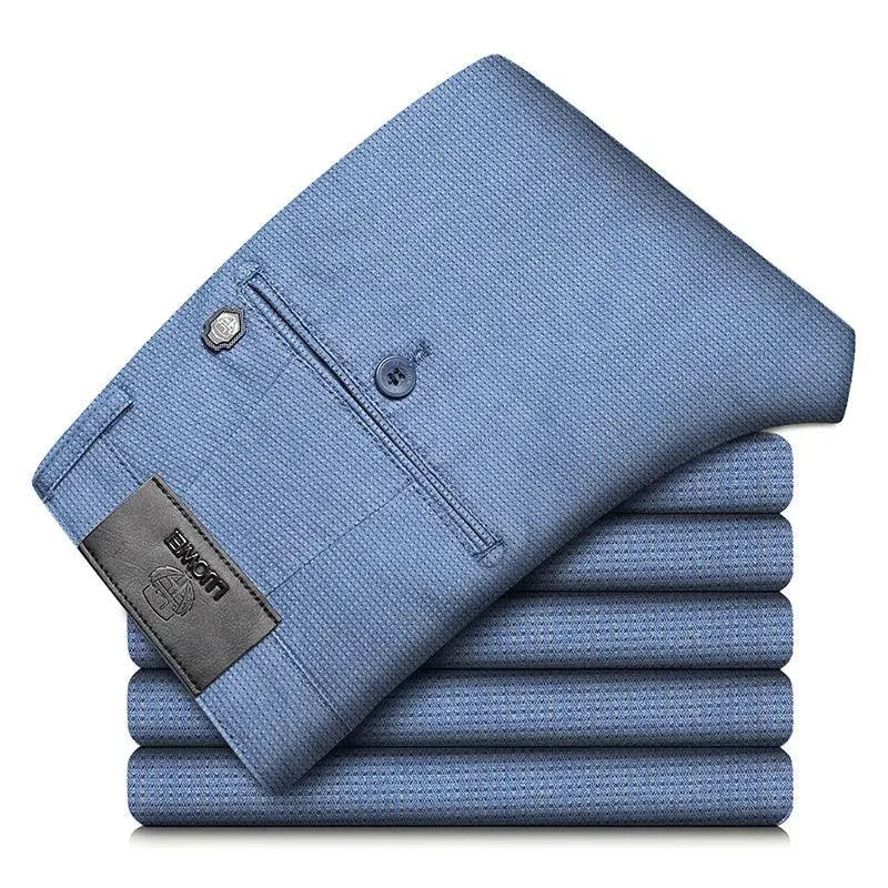Levoire | Pantalons stylés en tartan élastiques Bleu ciel