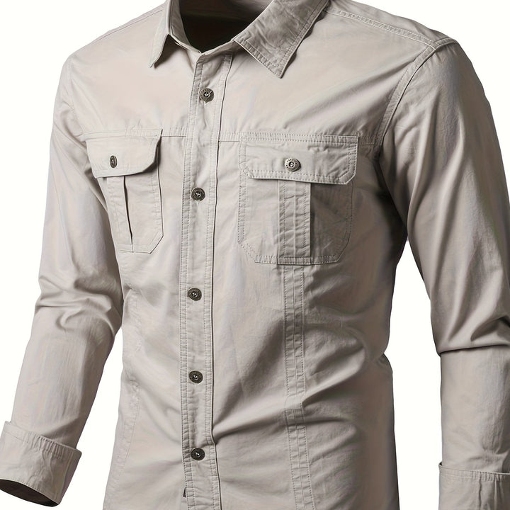Levoire | T-Shirt De Travail Décontracté En Coton À Manches Longues Beige