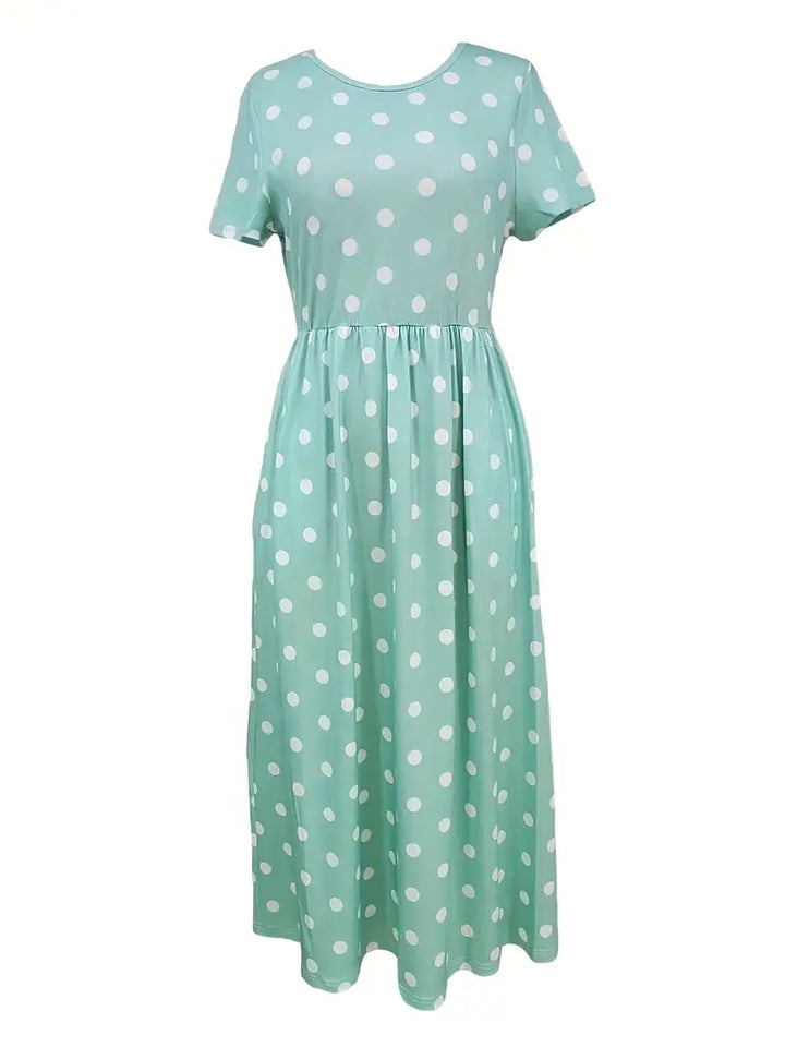 Levoire | Robe Courte À Manches Courtes, Légère, À Pois Avec Col Rond