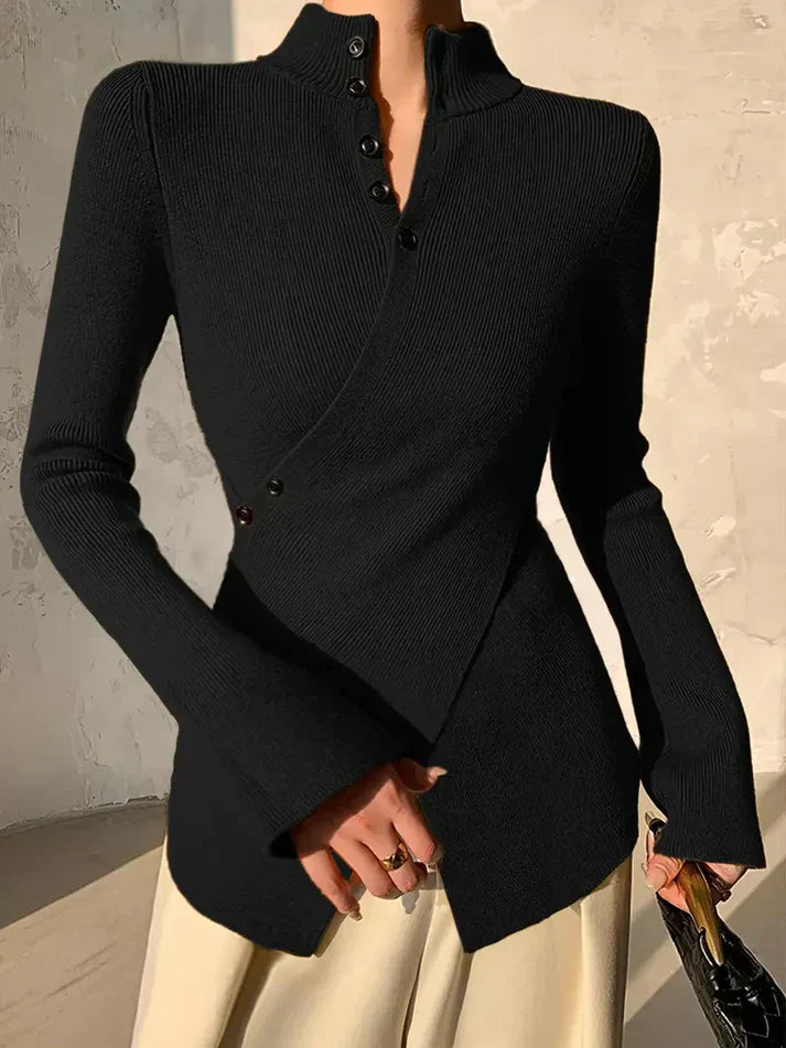 Levoire | Pull En Tricot Asymétrique Avec Boutons Pour Femmes XL