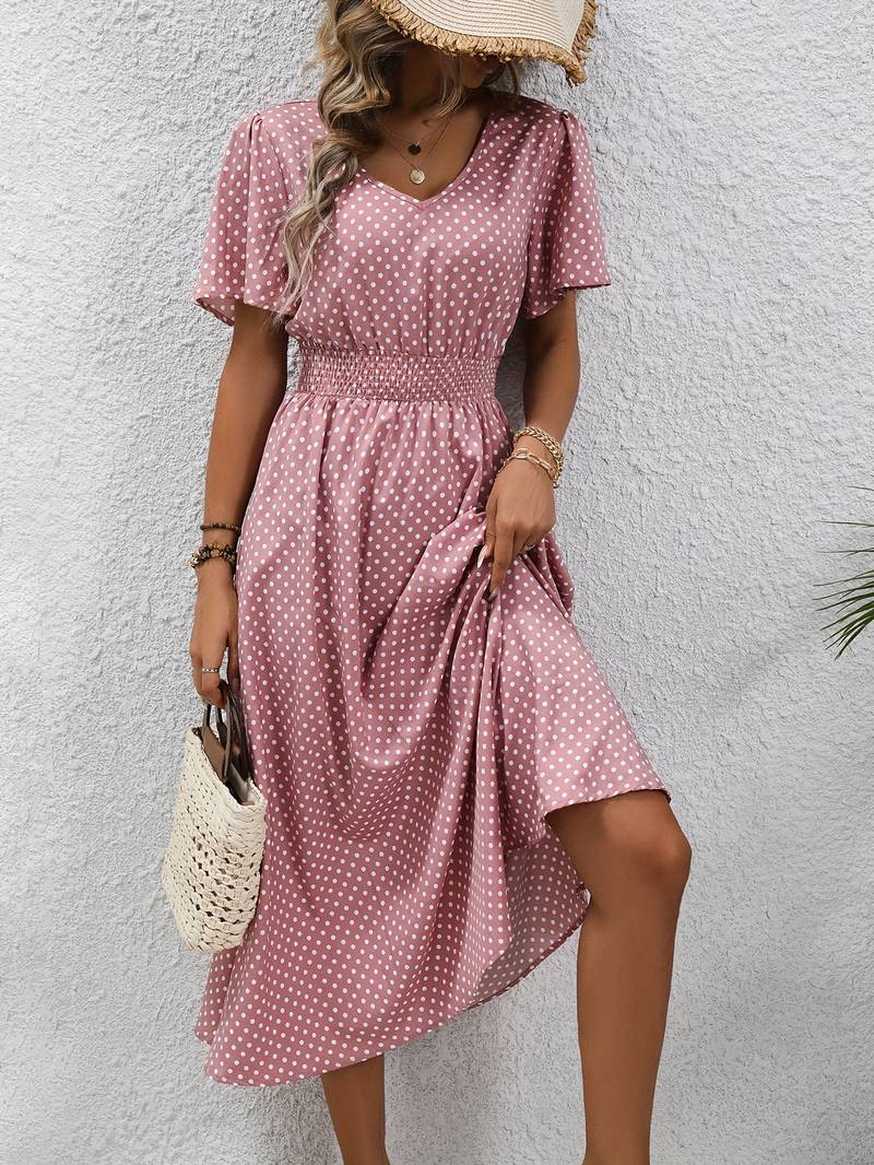 Levoire | Robe Courte À Manches Courtes À Imprimé Intégral Pour Le Printemps Et L'Été