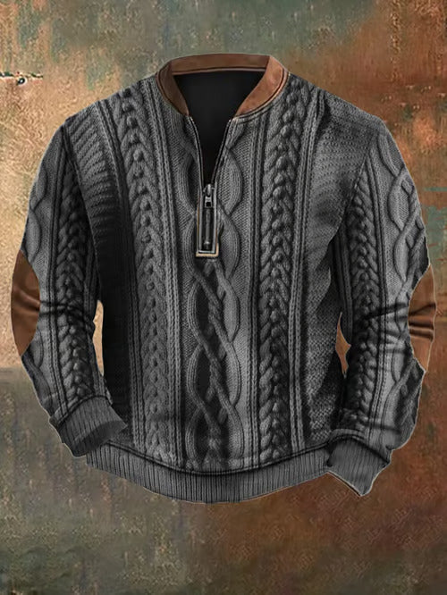 Levoire | Vintage Zippé Pull En Gros Tricot Noir