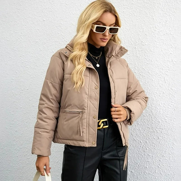 Levoire | Veste courte pour femmes avec fermeture éclair Khaki
