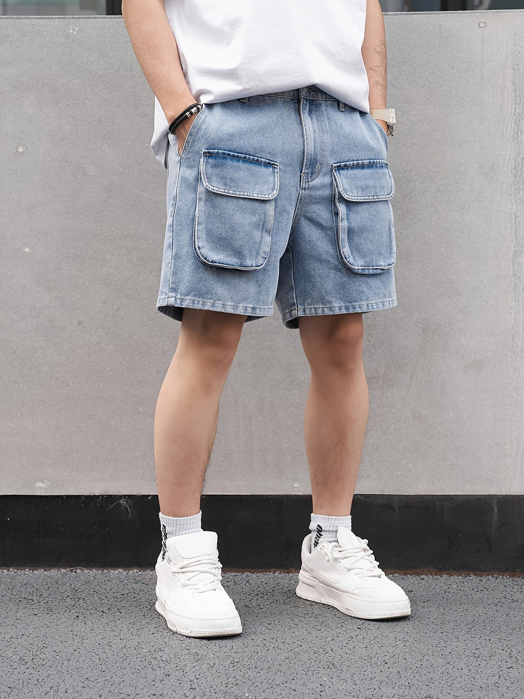 Levoire | Shorts En Denim Forts Pour Hommes Avec Plusieurs Poches Bleu clair