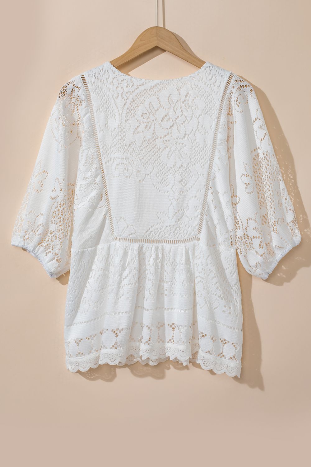 Levoire | Dentelle Crochet Découpé Ourlet Col En V Blouse