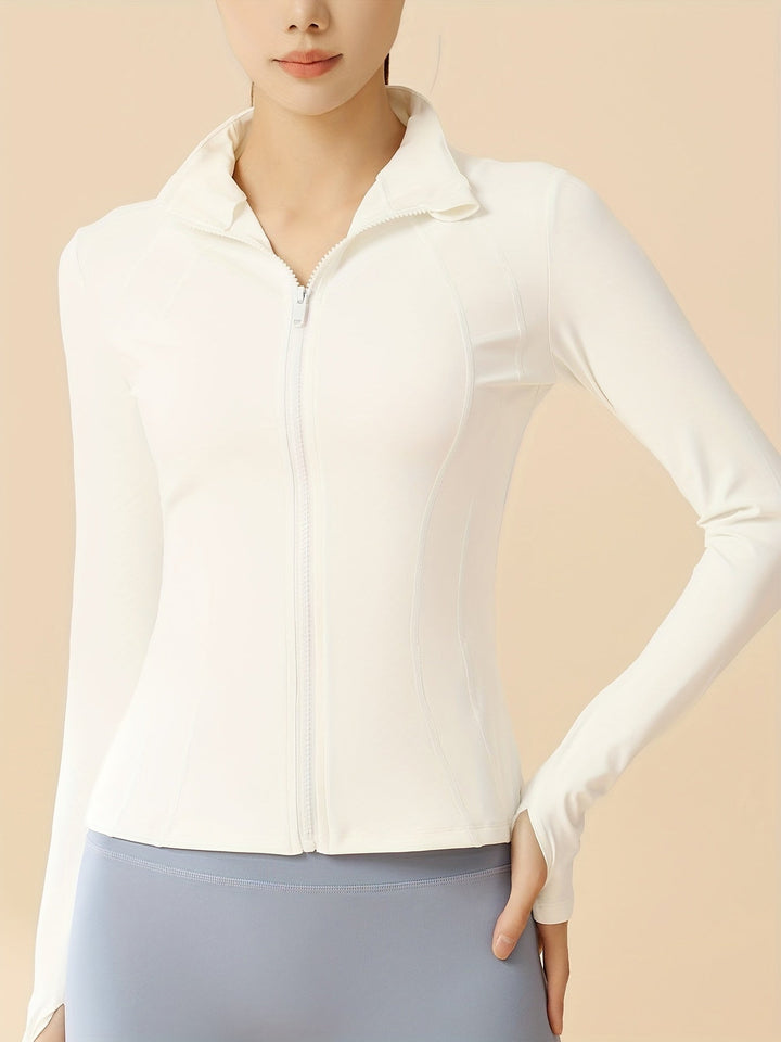 Levoire | Veste De Sport Courte En Tissu Respirant Avec Col Montant Blanc