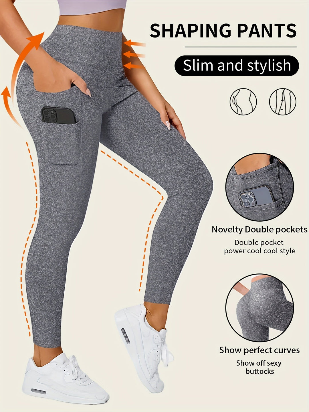 Levoire | Pantalons De Yoga Unis Avec Poche Et Haute Élasticité Leikaharmaa