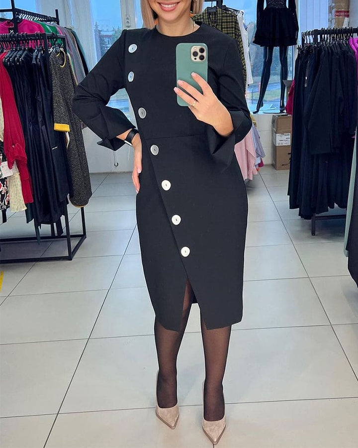 Levoire | Robe D'Une Couleur Avec Des Boutons Fermés