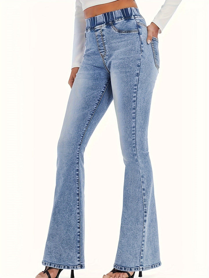 Levoire | Pantalon De Collecte De Vin Style Femme Avec Taille Élastique Et Jambes Largement Évasées Bleu clair